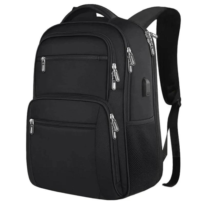 Large Capacity Business Travel Polyester Laptop Backpacks with USB Charger