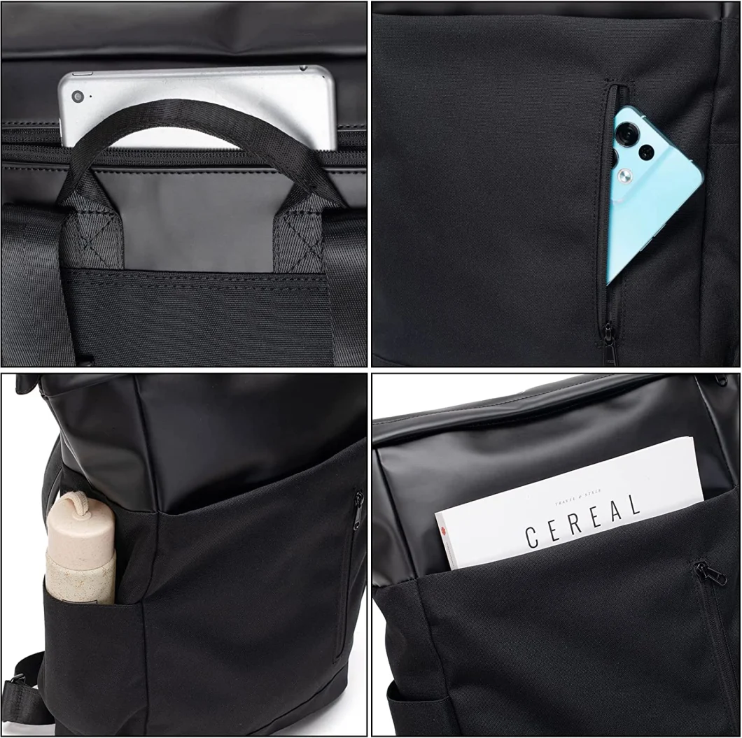 15-Inch Lifestyle Roll Top Casual Daypacks for Women Lightweight Nylon Backpack Bag Roomy Medium Size Backpacks Bag